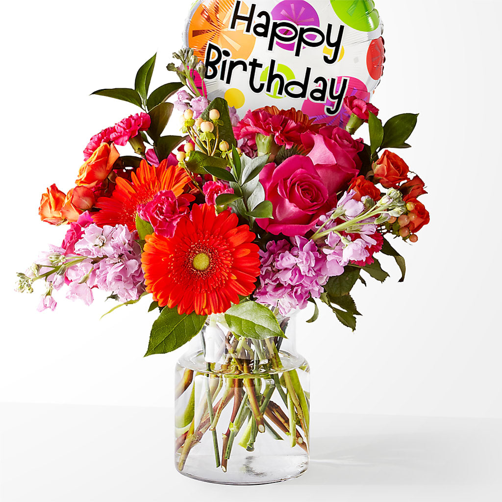 Fiesta Bouquet with Birthday Balloon – Watsons Florist, Sullivan MO