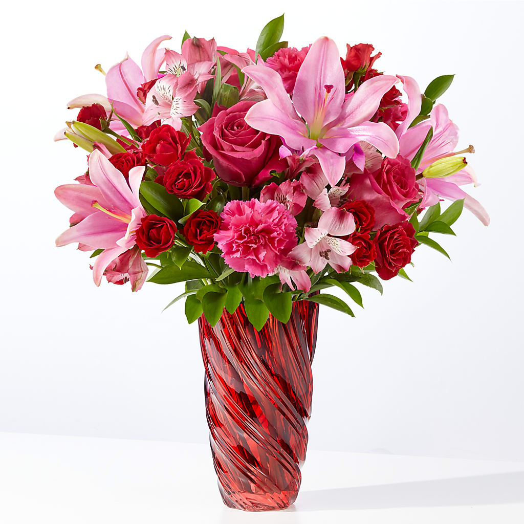 In Love Bouquet with Luxe Swirl Vase – Watsons Florist, Sullivan MO