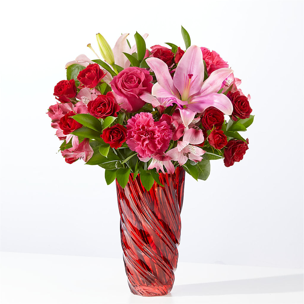 In Love Bouquet with Luxe Swirl Vase – Watsons Florist, Sullivan MO