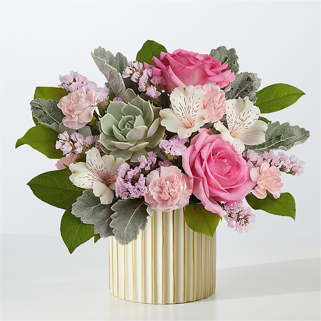 Dusty Rose Bouquet with Ivory Vase – Watsons Florist, Sullivan MO