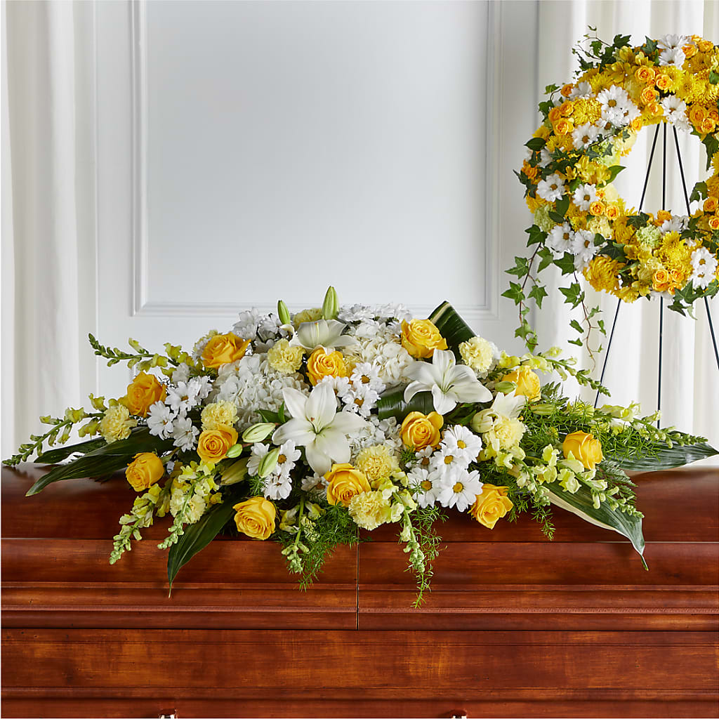 Golden Harmony Casket Spray – Watsons Florist, Sullivan MO