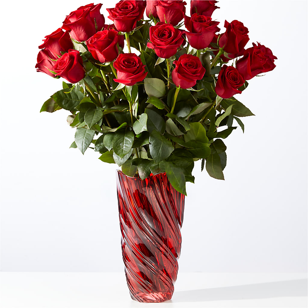 Classic Love Red Rose Bouquet with Luxe Swirl Vase – Watsons Florist, Sullivan MO