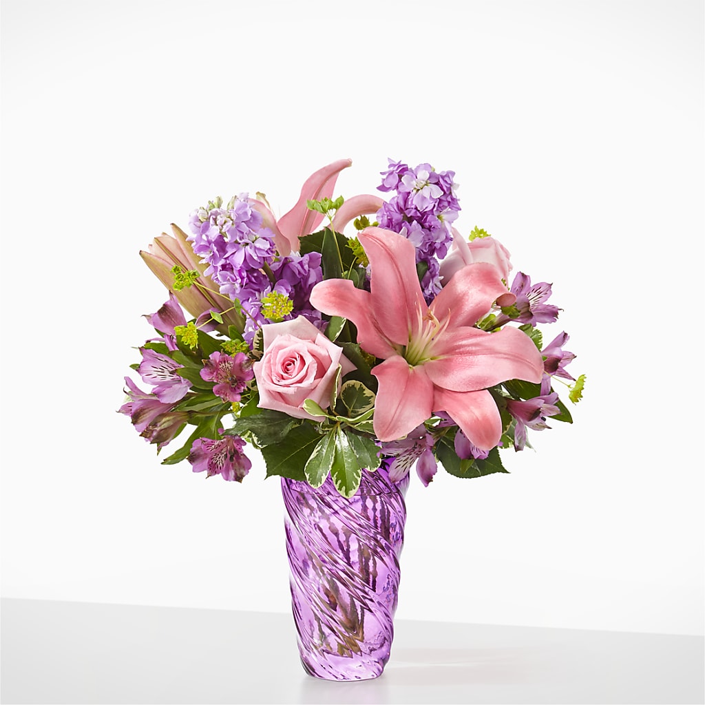 Precious Petals Bouquet with Luxe Swirl Vase – Watsons Florist, Sullivan MO