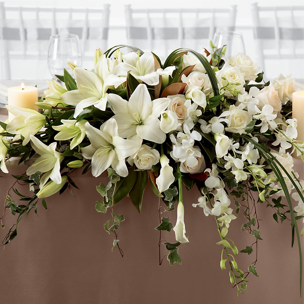 White Linen Arrangement – Watsons Florist, Sullivan MO