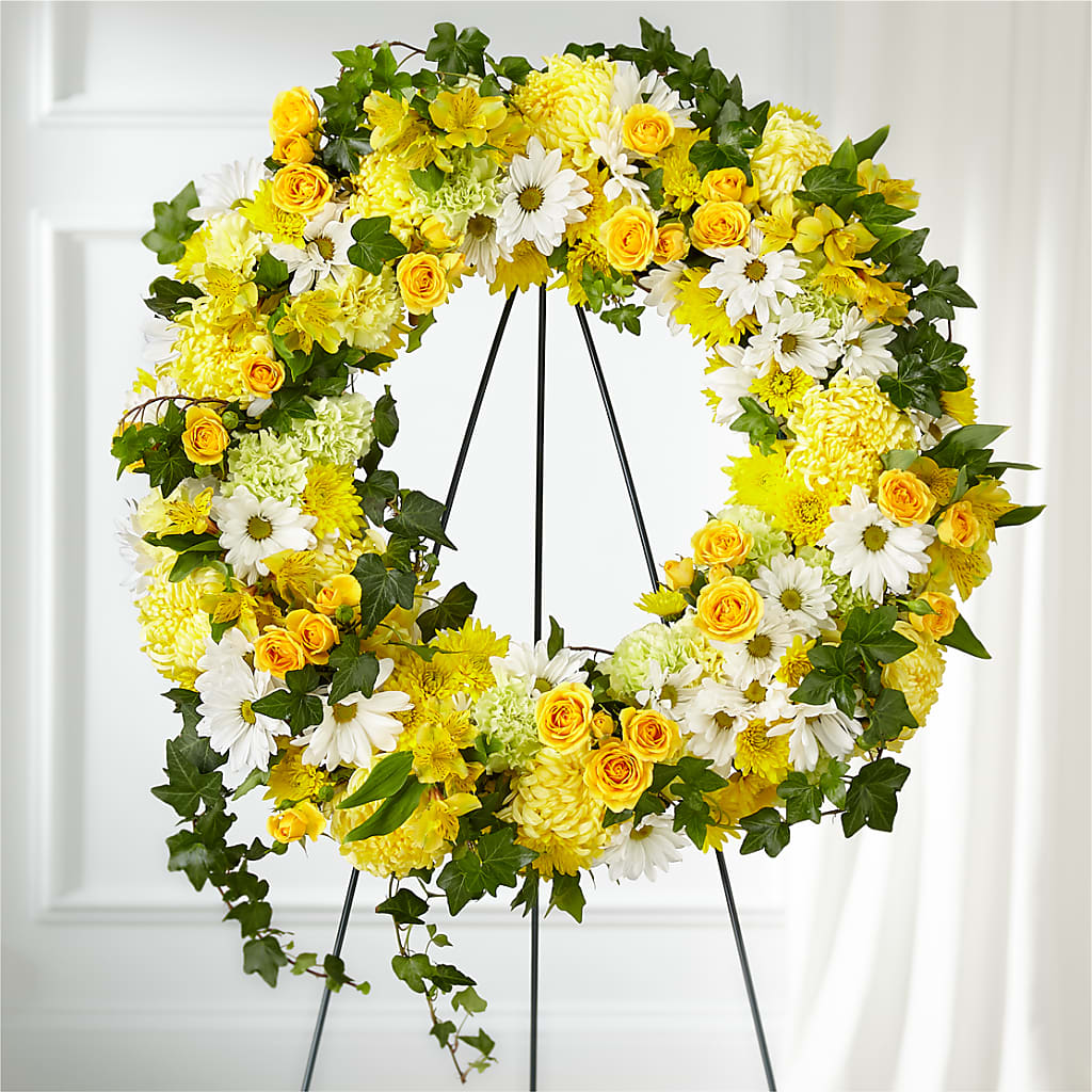 Golden Remembrance Wreath –  Watsons Florist, Sullivan MO