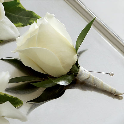 White Rose Boutonniere –  Watsons Florist, Sullivan MO